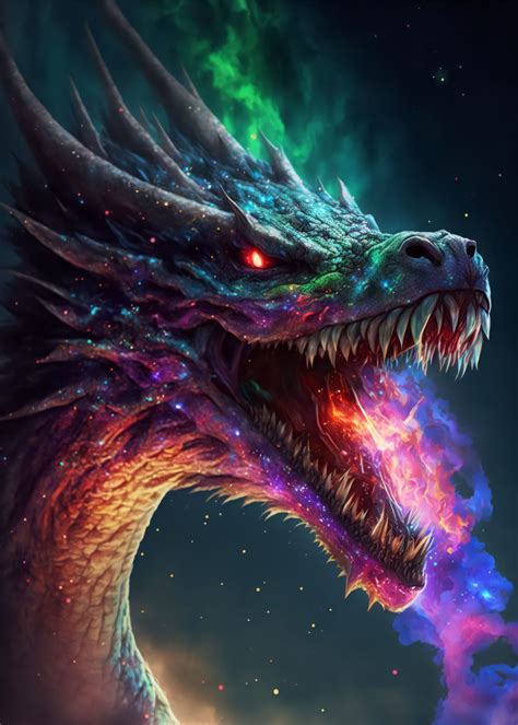 Cosmic Dragon Serpent King Poster Picture Metal Print Paint By Pixaverse Displate
