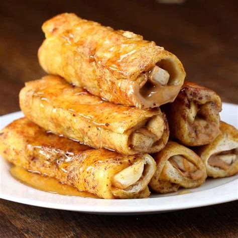 Banana Peanut Butter French Toast Roll Up Recipe By Tasty