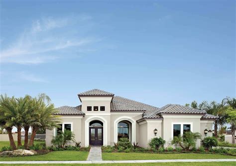 Mediterranean Home With Dark Clay Tile Roof Florida Homes Exterior