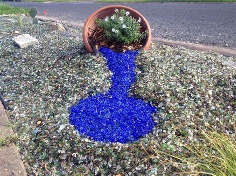 Blue Recycled Glass Landscape Glass Mulch Succulent Landscape
