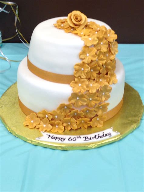 60th Birthday Cake Gold Golden Years Birthday Desserts 60th Birthday Cakes Desserts