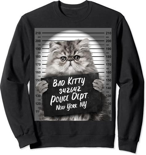 Cat Prison Jail Funny Bad Cute Kitty Prisoner Kitten Mugshot Sweatshirt Uk Fashion