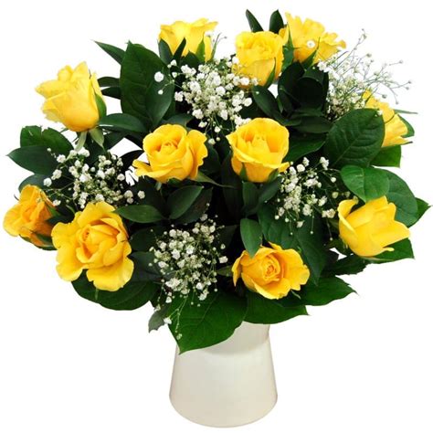 Dozen Yellow Roses Fresh Flowers Bouquet Of 12 Yellow