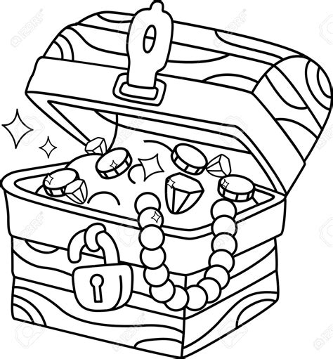 Sunken Treasure Chest Coloring Page Sketch Coloring Page