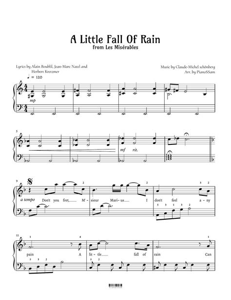 Claude Michel Schönberg Level 3 A Little Fall Of Rain Piano