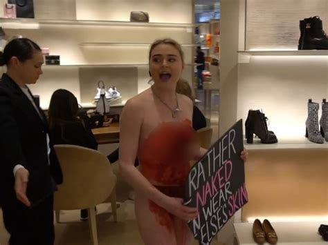 Vegan Activist Tash Peterson Naked Protest Perth Louis Vuitton The
