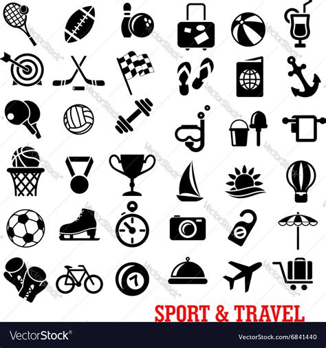 Sport Travel Tourism An Recreation Icons Set Vector Image