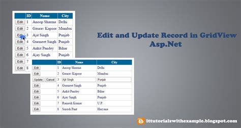 Edit And Update Record In Gridview Asp Net Youtube