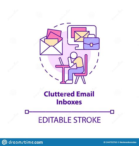 Cluttered Email Inboxes Concept Icon Stock Vector Illustration Of
