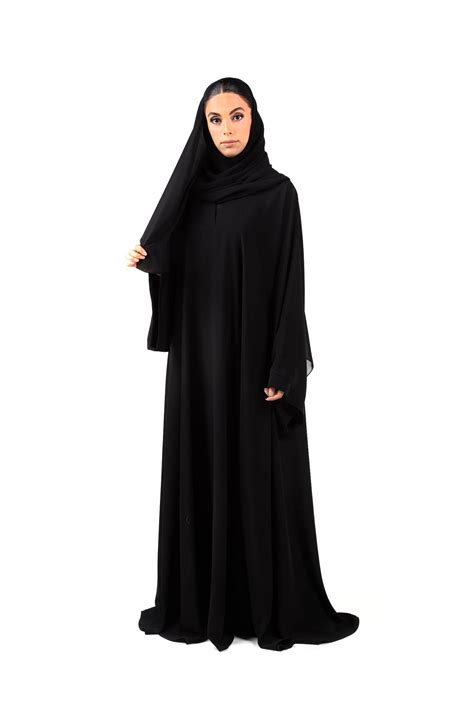 Shop Online Black Plain Abaya Hanayen Luxury Abaya Jalabiya Sheila And Hijab Online In Dubai