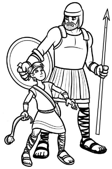 David and Goliath Coloring Page | Educative Printable