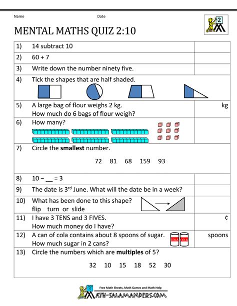 Year 2 Maths Worksheets Printable