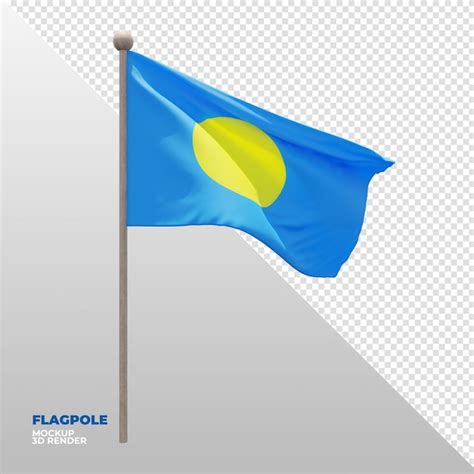 bandera de asta de bandera con textura 3d realista de palau archivo psd premium