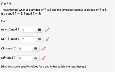 Check spelling or type a new query. The remainder when a is divided by 7 is 2 and the | Chegg.com