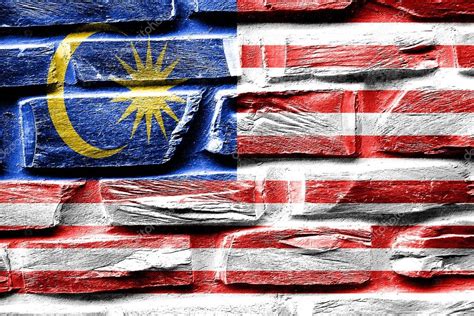 Surface area per piece is equivalent to about 5 times of normal bricks thus enabling faster laying work. Brick wall Malaysia flag with some cracks and vintage look ...