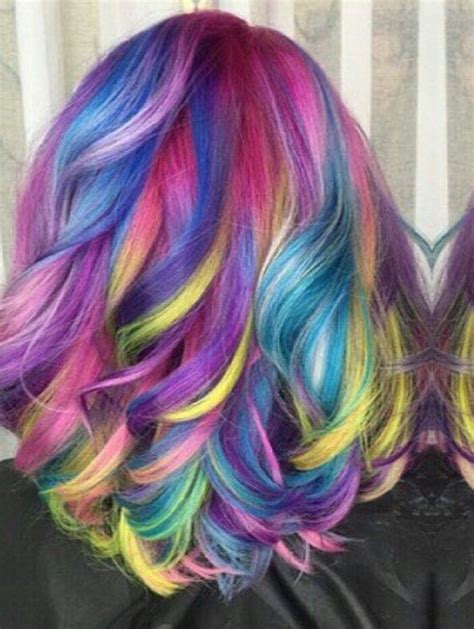 Purple Neon Streak Rainbow Dyed Hair Color