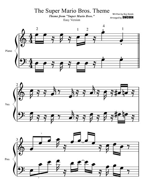 Mario Theme Song Piano Sheet Music With Letters Piano Sheet Music Symbols