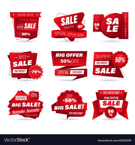 Set Of Retail Sale Badge Shopping Stickers Vector Image