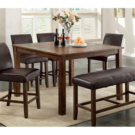 Furniture Of America Kittle Square Counter Height Dining Table In Oak