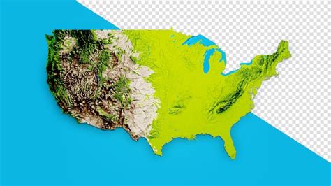 Premium Psd America Map 3d Relief Map Of United States 3d Illustration