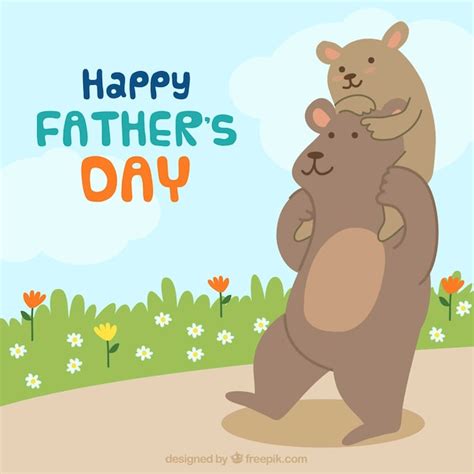 Free Vector Happy Fathers Day Background With Cute Bears