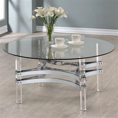 Coaster Round Glass Top Coffee Table In Chrome 720708