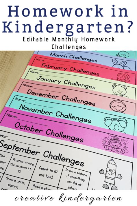 Kindergarten Monthly Homework Calendar Example Calendar Printable