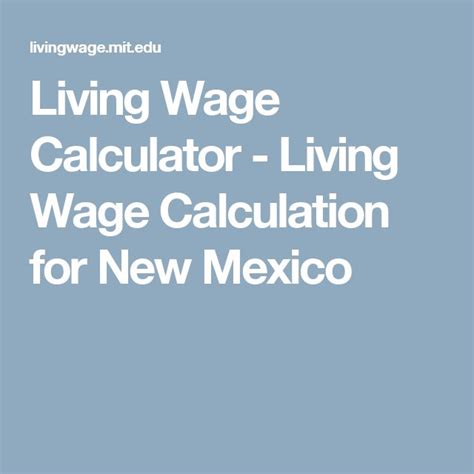 Living Wage Calculator Living Wage Calculation For New Mexico New