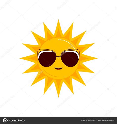 Vector Illustration Of Cute Sun Face Wearing Sunglasses Stock