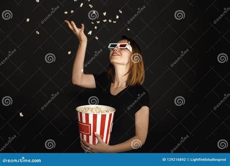 Woman In 3d Glasses Throwing Up Popcorn Stock Photo Image Of Watching