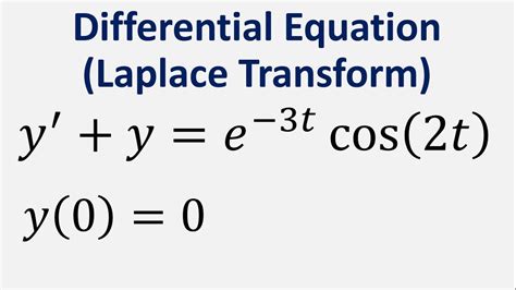 differential equation using laplace transform y y e 3t cos 2t youtube