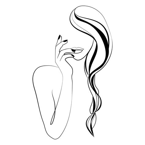 Minimal Art Woman Abstract Face Line Drawing Vector Illustration