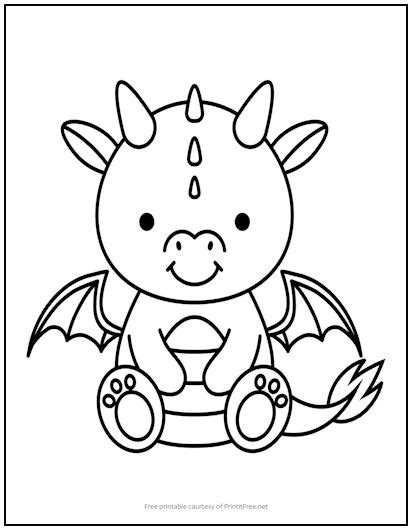 Cute Baby Dragons Coloring Pages