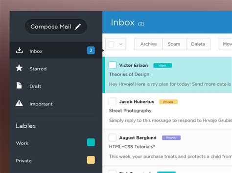Inbox Ui By Dimple Bhavsar For Agile Infoways On Dribbble
