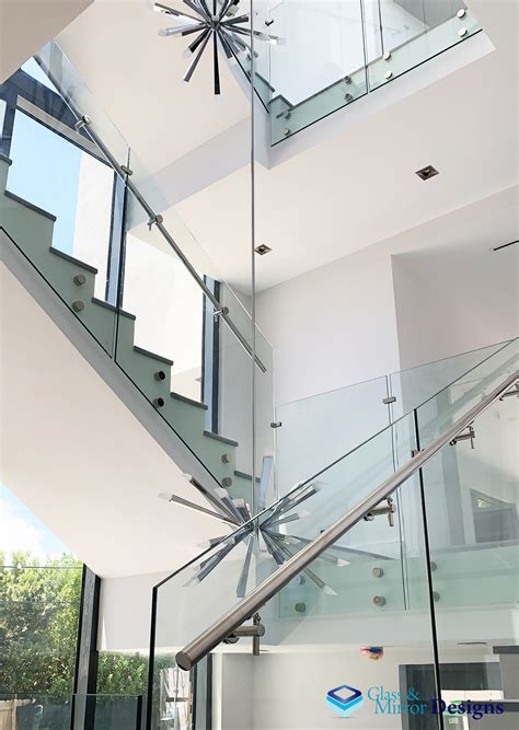 Glass Railing With Standoff System Handrail On The Side Laminated Clear Glass Glass And