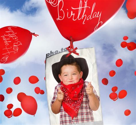 A fully customized, editable, create greeting cards and wishes image with name, text, quote, photos & logo. Birthday card with flying balloons! Printable photo template