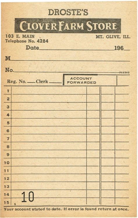 Get Our Printable Grocery Store Receipt Template Vintage 1960s