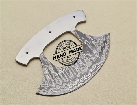 Damascus Ulu Blank Blade Kitchen Knife Custom Handmade Knif