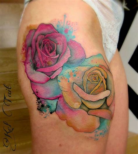 Watercolor Roses Tattoo On Hip Best Tattoo Ideas Gallery