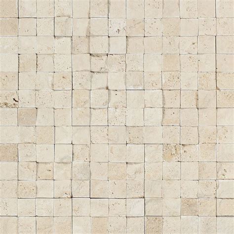 1 X 1 Split Faced Ivory Travertine Mosaic Tile Tilephile
