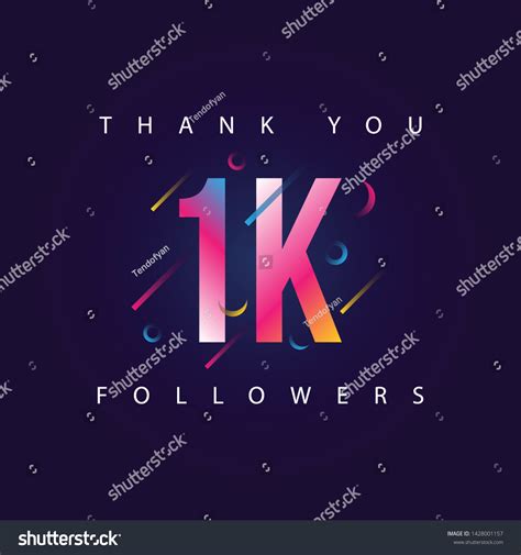 Thank You 1k Followers Design Template Stock Vector Royalty Free