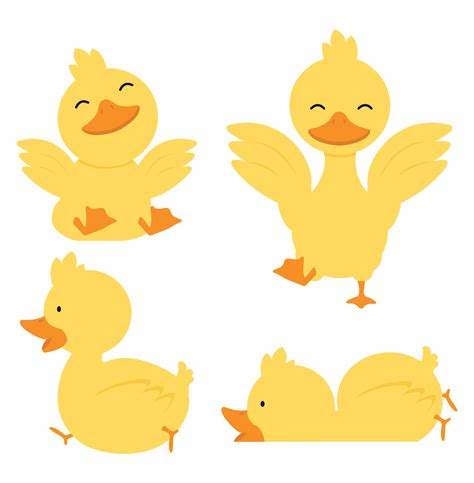 Cute Yellow Duck Character Set 590937 Vector Art At Vecteezy