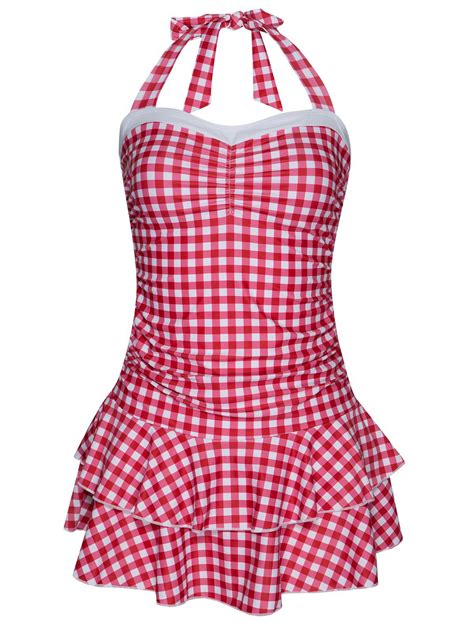 Maillot De Bain Pussy Deluxe Rockabilly Pin Up S Vichy Rouge