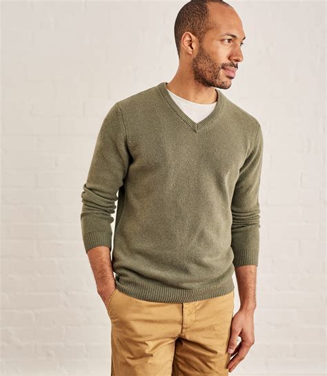 Sage Leaf Lambswool V Neck Knitted Sweater Woolovers Au