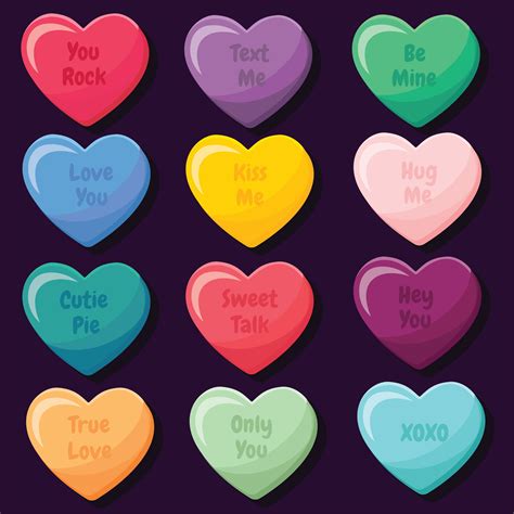 Valentine Candy Hearts Vector Pack 271177 Vector Art At Vecteezy