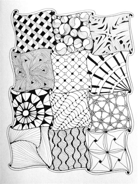 Square Sample Patterns Zen Doodle Original Art By JStoltz Zentangle Patterns Zentangle