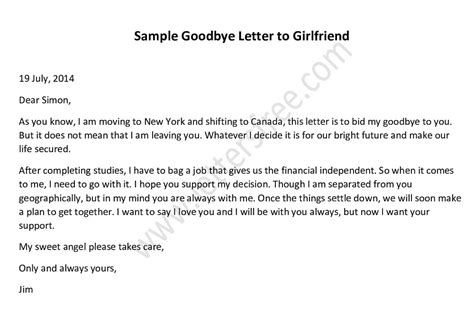 10 Goodbye Letter Examples Farewell Letter Format Sample