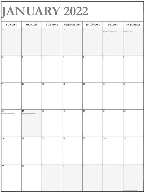 Printable January Calendar 2022 Calendar Printables Free Blank