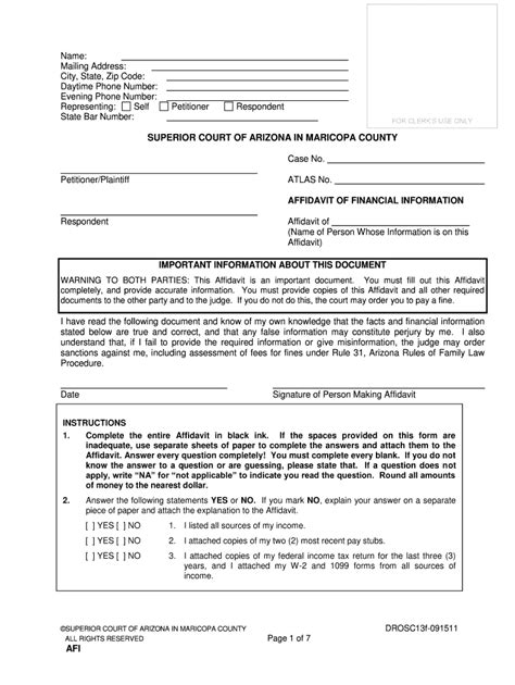 Affidavit Of Financial Information Fill Out And Sign Printable Pdf