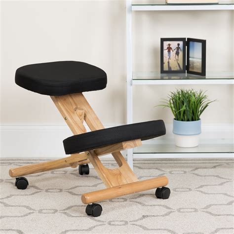 Wooden Ergonomic Kneeling Posture Office Chair Black Walmart